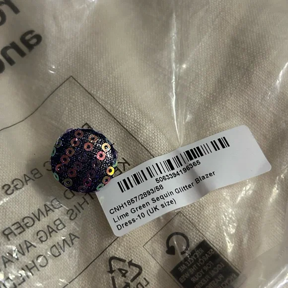 NWT PLT Blue Sequin Blazer Dress - Picture 6 of 7